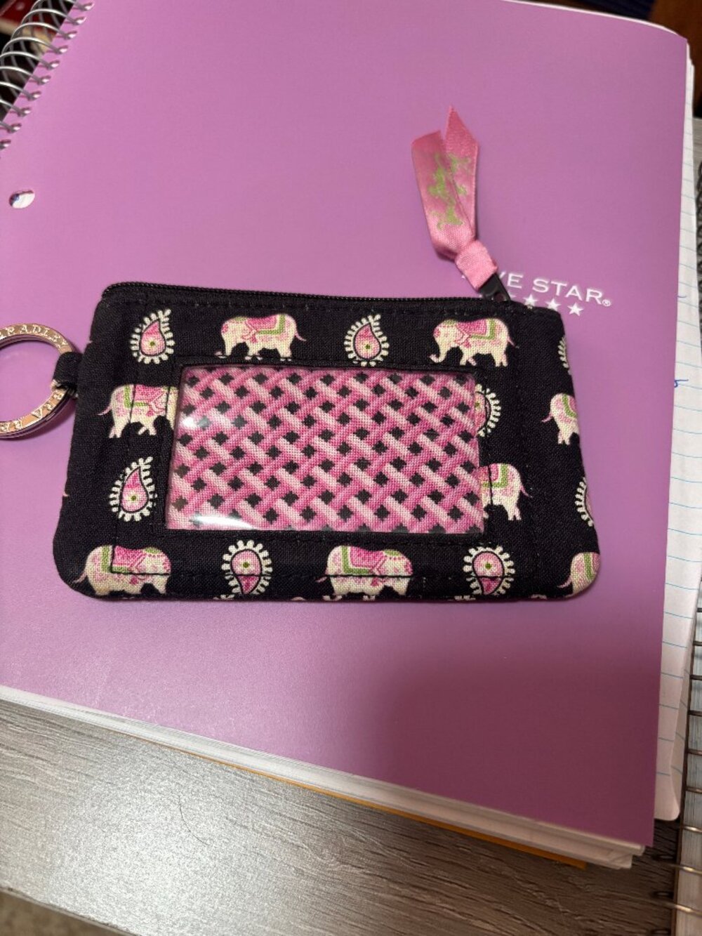 Vera Bradley Pink Elephant coin/id case
